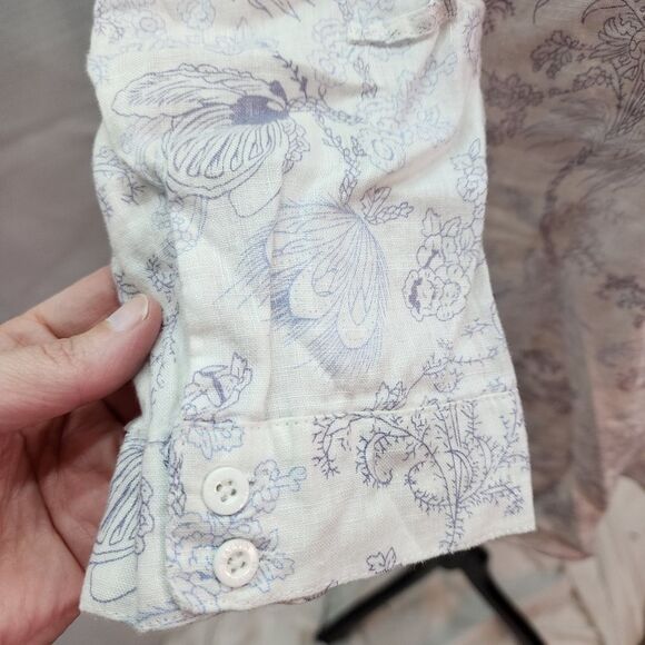 Malvin I Love Linen White and Purple Floral Linen Tunic Size Small - Picture 5 of 9
